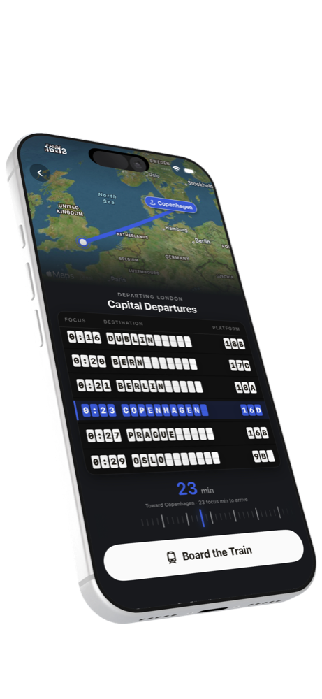 cuboo Capital Departures board — pick a European capital to focus toward